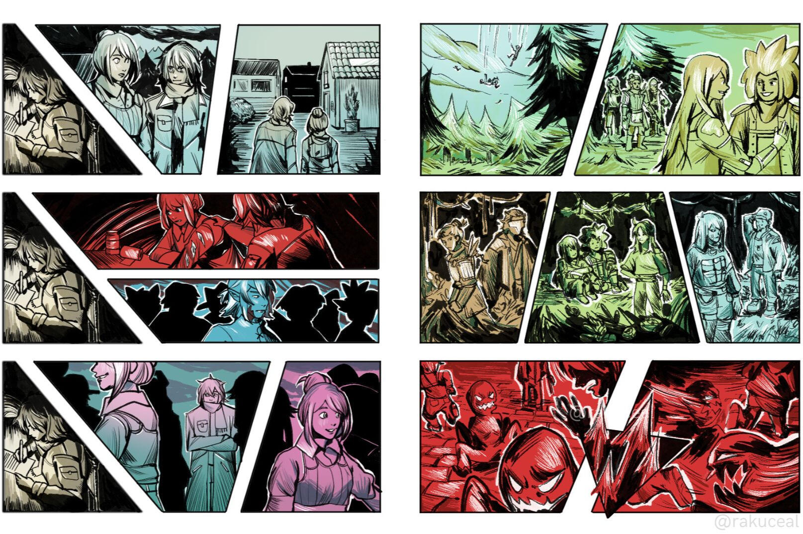 Comic panels for "Carta de Zenon" video, ink work with color design and composition.