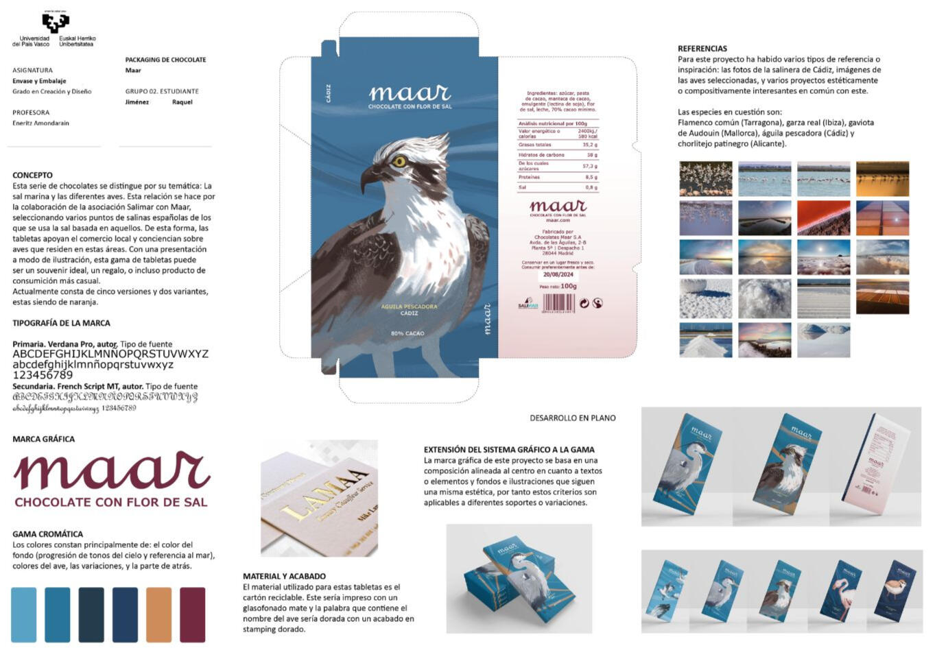 Poster for "Maar" packaging project, containing mockups for branding.